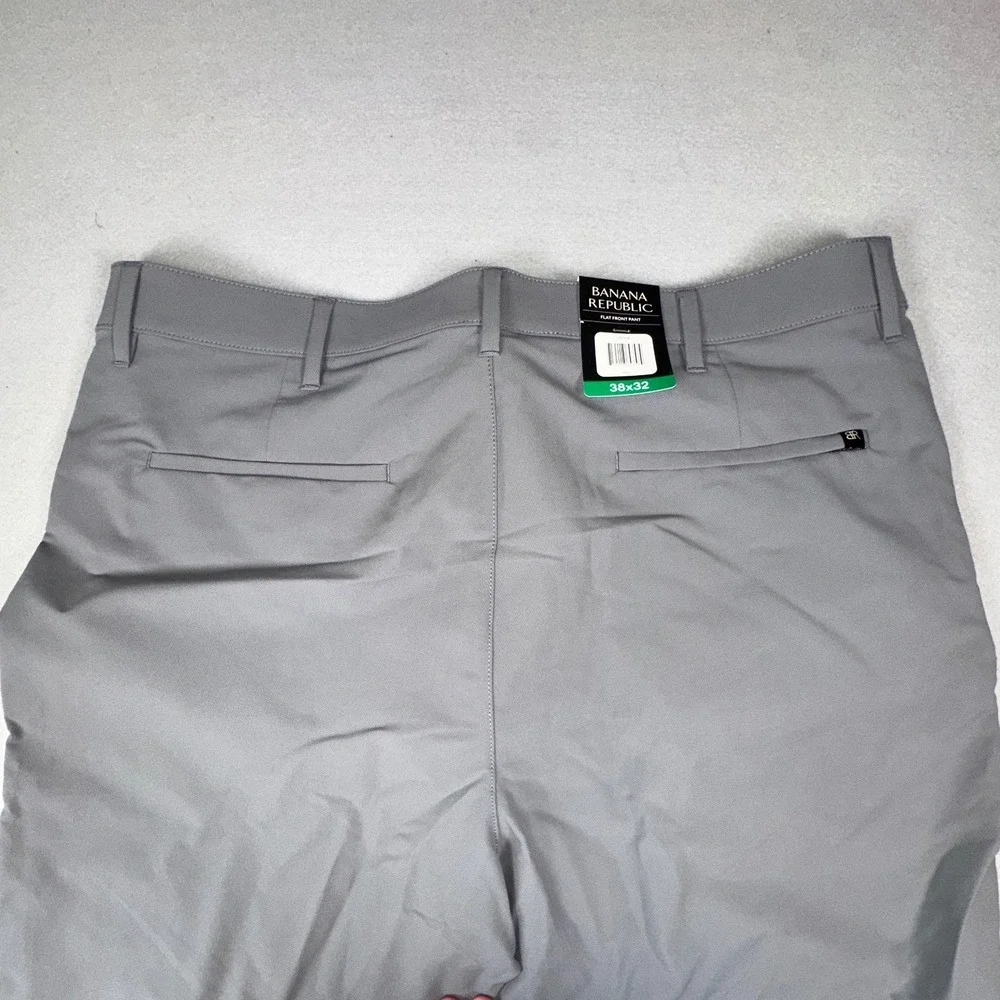 Banana Republic Mens Flat Front Pants Gray 38x32 Polyester Trousers 1557516